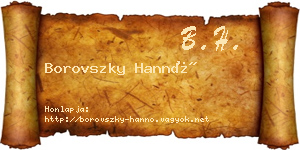 Borovszky Hannó névjegykártya